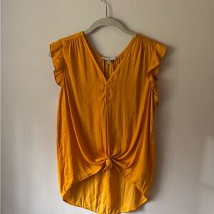 Women's Yellow Ruffle Sleeve Top